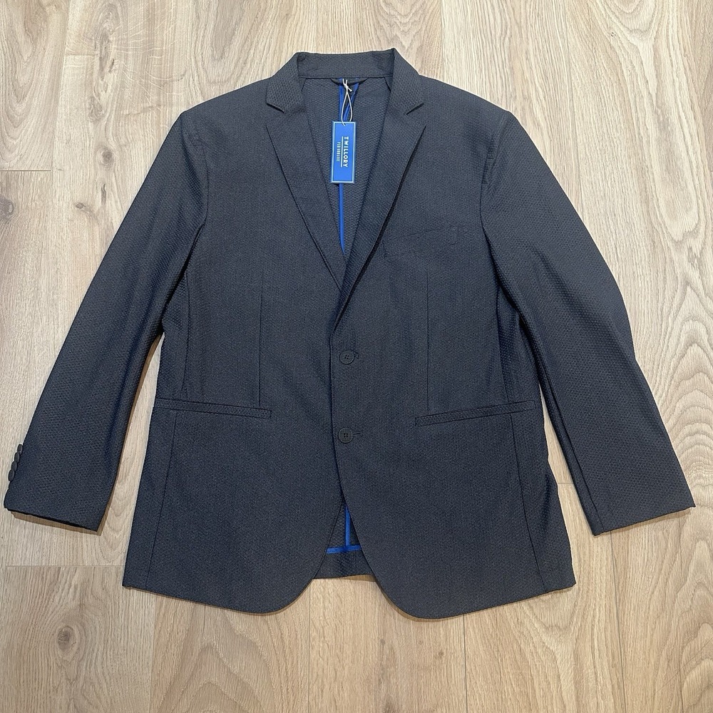 Men's Textured Dark Gray Two-Button Suit Jacket - Classic Tailored Blazer